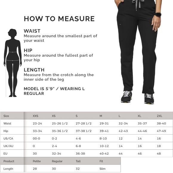 NWT FIGS Yola Skinny Scrub Pants in Black Size S Regular - Picture 7 of 13